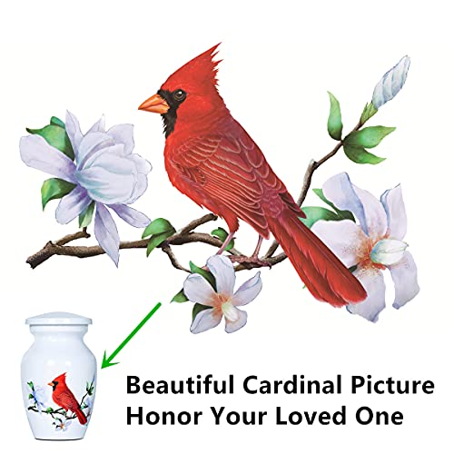 Small Cardinal Urn for Human or Pet Ashes, Mini Funeral Memorial Urns - size: 1 Keepsake Urn