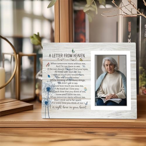 Letter from Heaven Memorial Picture Frame, Sympathy Gifts Bereavement Gifts for Loss of Loved One, In Loving Memory Photo Frame Gift, Memorial Condolences Remembrance Mother Father Gift 4x6 in