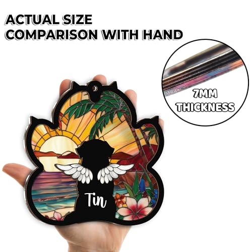 Personalized Dog Memorial Gifts, Paw Suncatcher Remembrance Gift, Engraved Pet Memorial Ornament, Pet Sympathy Keychain, Loss of Animal Sympathy Card, Rainbow Bridge Dog Loss Gift Hanging - color: 01. Custom #1