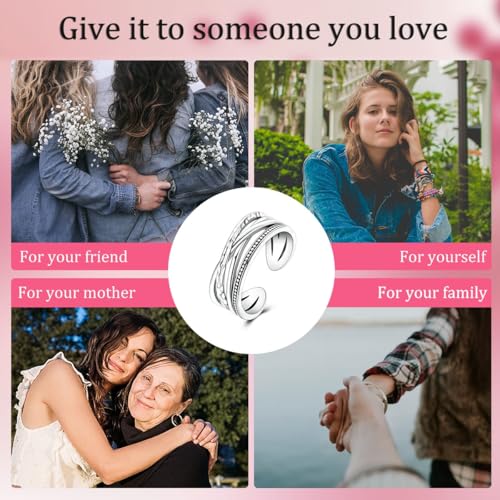 Parmuz 925 Sterling Silver Adjustable Ring for Woman Stackable Open Ring - color: silver 5