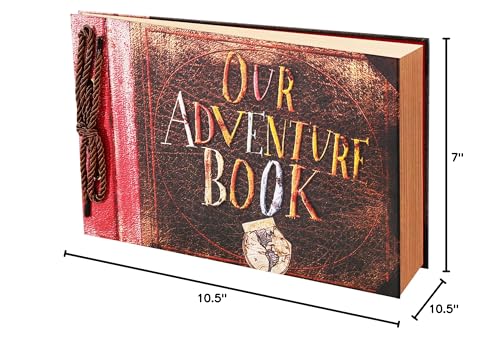 Scrapbook Photo Album Our Adventure Book Embossed Hard Cover | Movie Up Travel Memory Book for Anniversary Wedding Travelling Baby Shower Gifts - color: Retro Adventure Book