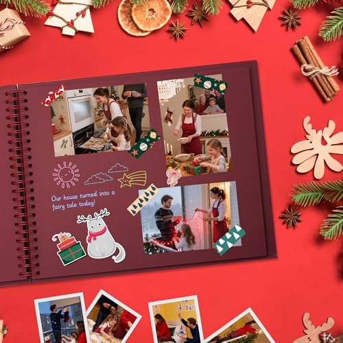 Scrapbook Photo Album 7"x7" 20 Sheets 40 Pages Hardcover Kraft Paper Khaki - color: Red, size: 7"x7" 20 Sheets