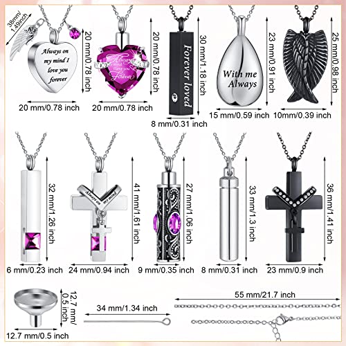 Jexine 10 Pcs Urn Necklace Cremation Jewelry for Men - color: Purple