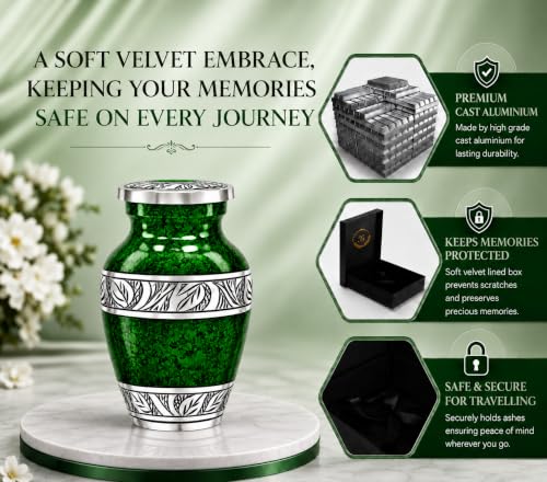 Small Urns for Human Ashes - Elegant Keepsake Cremation Urns - Green - size: Green Small Set of 6