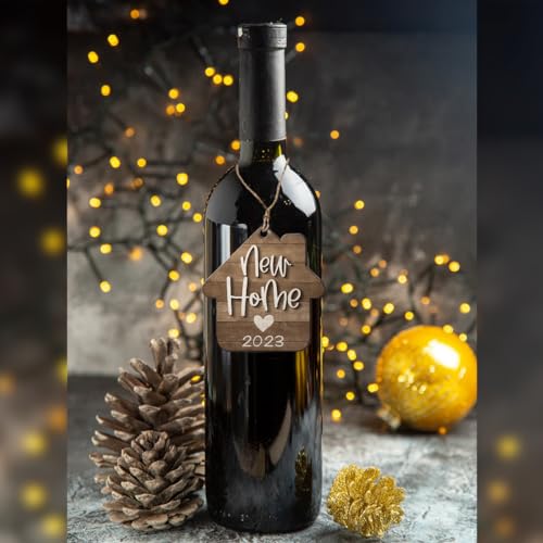 Housewarming Gifts New Home, New Home Ornament 2023, House Warming Gift, First Home Gifts for Newlywed Couples, Ideal for Christmas Decorations 2023, Stained Wooden Ornaments - style: New Home Brown