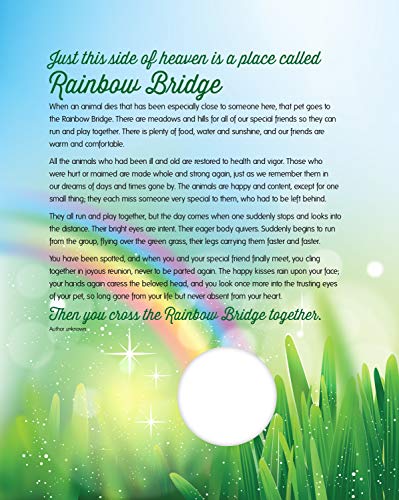 Soapbox Studio Rainbow Bridge Keepsake, Pet Sympathy Print with Photo Opening for Dog, Cat, Horse or Any Pet Loss, 8"x10"