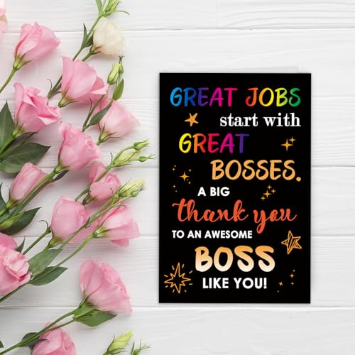 Thank You Card Gifts for Boss Leader Manager Cute Bosses Day Appreciation Her Him Funny Boss's Gifts Men Women from Employee - color: HK036