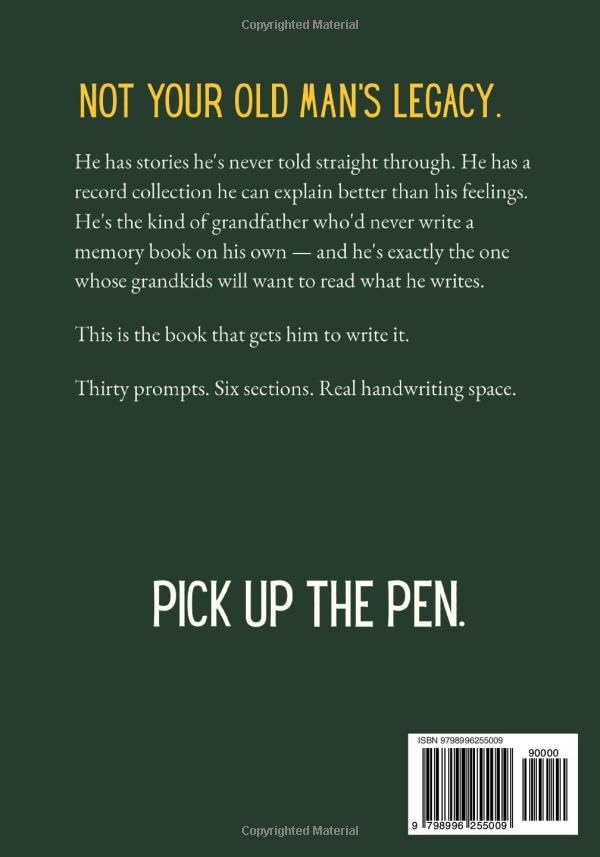 The Mixtape Grandpa Book: A Guided Memory Journal for Grandfathers to Write Their Stories, Wisdom & Life Lessons — 30 Prompts | Gift from Grandkids, Adult Children, Father's Day & Birthdays