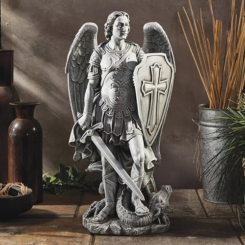 Avalon Gallery Garden Statue - Archangel Saint Michael The Warrior Indoor/Outdoor Catholic Sculpture, 24" Tall, Medium - size: 24" Tall, Medium