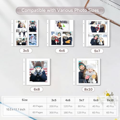 Popotop Large Photo Album Self Adhesive 4x6 5x7 8x10 Scrapbook Album DIY Picture Book,Gifts for Mom,Family Baby and Wedding,with Metal Pen and Plastic Board - color: Brown, size: 11.5"x10.6"40pages
