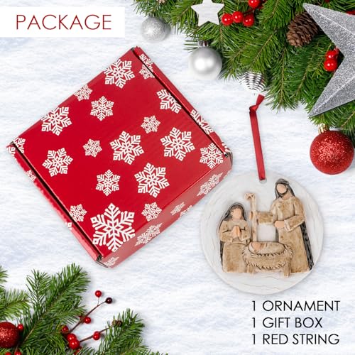 3D Nativity Scene Ornament for Christmas Tree - Religious Christian Church Ornaments Holy Family Tradition Gifts - Unique Jesus Ornaments Decorations for Family Friends - style: Nativity