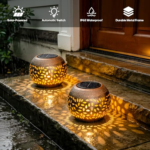 JMEXSUSS Solar Lantern for Balcony Decor, Outdoor Solar Table Lamps - size: Copper 2 Pack