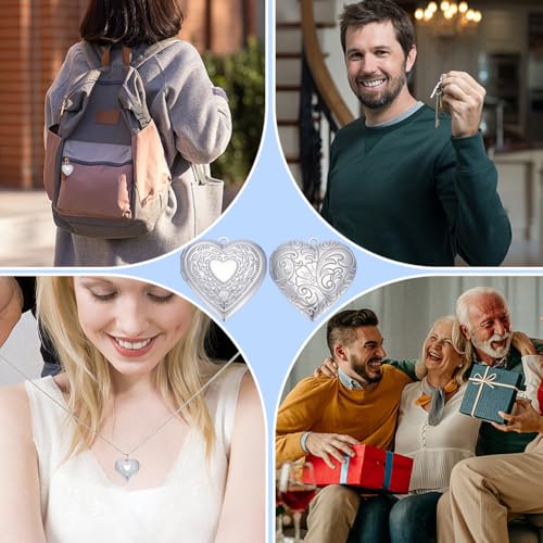 PLIGREAT 24 Pcs Silver Heart Photo Frame Charms, Stainless Steel Pendant Holds Pictures Heart Open Locket Memorial Pendant Photo Charms for DIY Necklace Bracelet Jewelry Making, 2 Styles