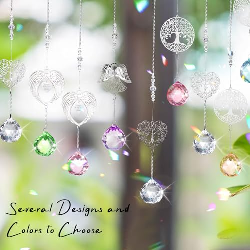 Sympathy Gift for Loss of Loved One, Memorial Suncathcer Bereavement Gift | Miscarriage Gifts for Mothers, Loss of Mom Grief Crystal Ornament with Card, Condolences Funeral Gift, Tree Life Design - style: Heart-shaped Tree