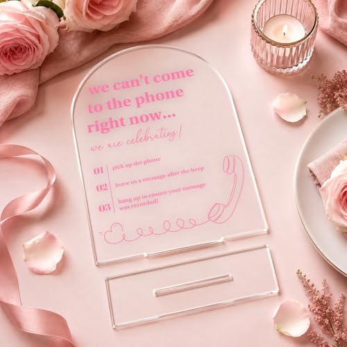 Arch Acrylic Audio Guest Book Sign, We Can't Come to the Phone Right Now Leave a Message Sign, Interactive Phone Guestbook Signage, Modern Wedding Bridal Shower Party Decor Supplies-5x7 Inch - color: Audio Guest Book Sign