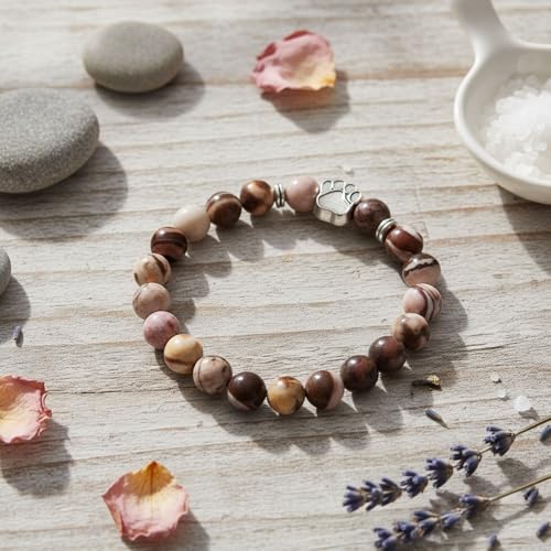 Aelciyue Pet Memorial Mothers Day Birthday Xmas Valentines Day Gifts for Loss Of Cats Dogs Mom Dad Paw Print Gifts Bracelets - style: Brown Paw Print