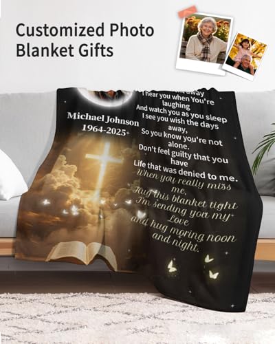 Custom Memorial Blanket with Photos for Loss of Loved One, Thanksgiving Gifts Personalized Sympathy Blanket for Loss of Dad Mom Husband Wife Friend of Loved One Gifts, Ships Next Day Made in USA - color: Style 4