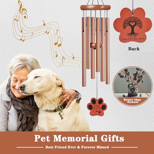 VENBEEL Dog Memorial Gifts for Loss of Dog, 28" Pet Memorial Wind Chime, Pet Loss Passing Away Remembrance Bereavement Gift - color: C-petpaw-gold