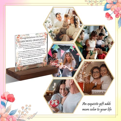 High School Graduation Acrylic Plaque, Inspirational Gift for Graduates, Motivational Keepsake Celebrating Achievement, Encouragement Floral Decor for Teen Boys and Girls Graduation,XXD101 - style: Graduates