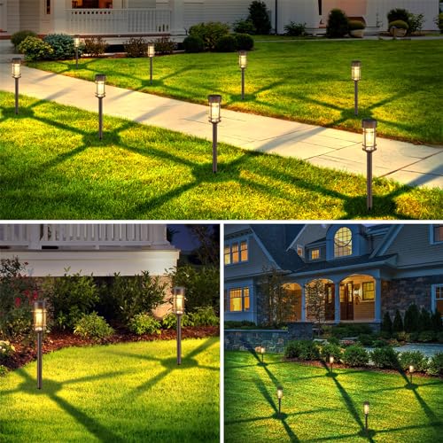 Mancra 8 Pack Solar Outdoor Lights, Bright Up to 12 Hrs Solar Lights for Outside, Waterproof Solar Garden Lights for Patio, Yard and Landscape, Brown - color: Brown