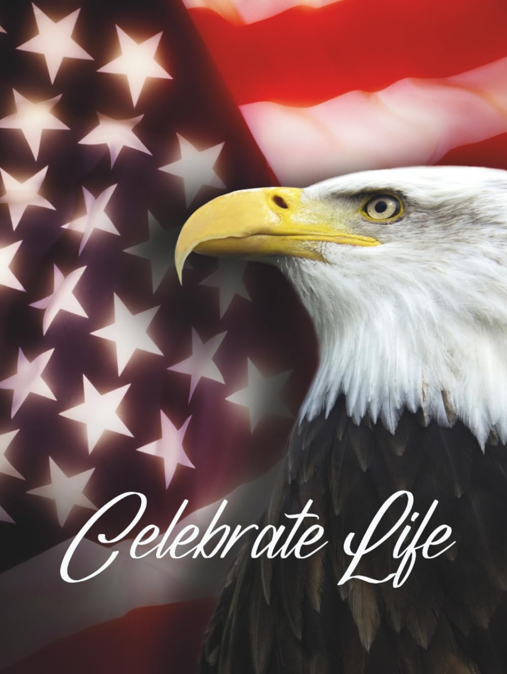 Guest Book: Funeral Service Guest Book, Memorial Service Guest Book For Military Servicemen, Veterans, Heroes and Beloved American, Celebrate Life – An Eagle And American Flag Cover Design