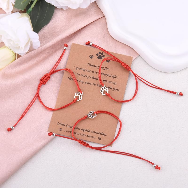 Pet Memorial Gifts Bracelets for Loss of Dog Cat Symapthy Gift for Dog Cat Lovers Passing Away Gifts Paw Print Bracelet - color: Red