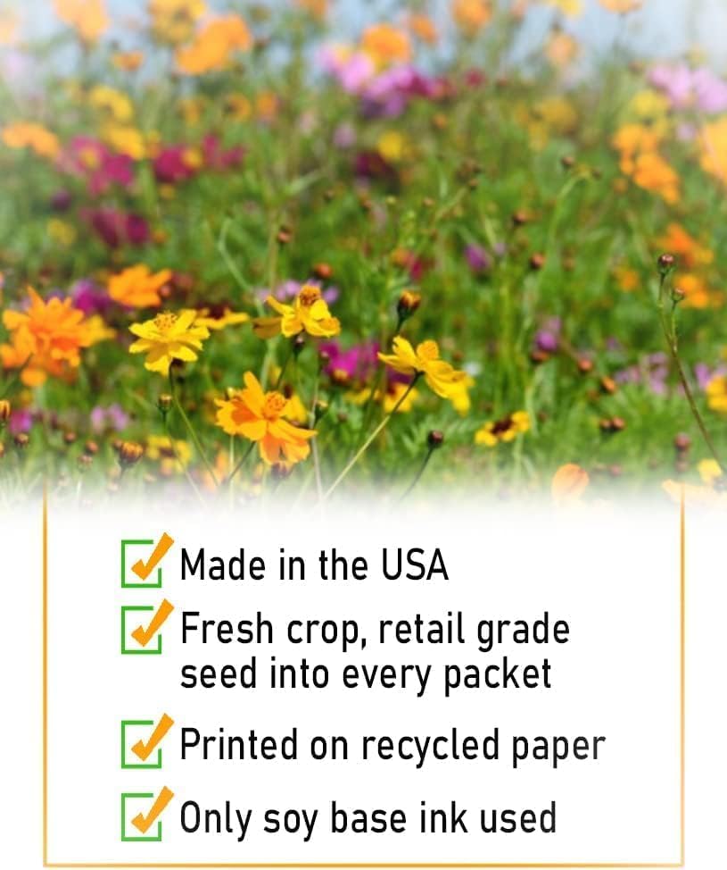 25 Wildflower Seed Packets - Pollinator Seed Mix for Guests - Thank You Gifts Party Favors - Gifts Wild Flower Throw and Grow Perennial Annual Mix to Attract Pollinators Bees - Hummingbirds Non-GMO - size: Pack of 25