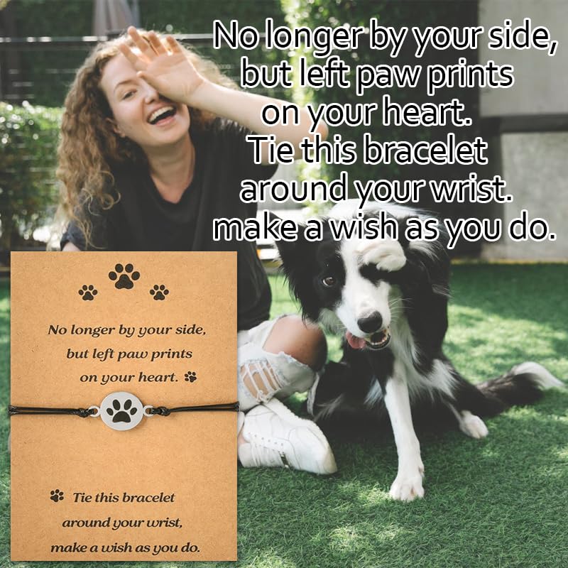 Sisadodo Loss of Dog Cat Sympathy Gifts for Men Women Cat Dog Paw Bracelet for Cat Dog Lover Gifts for Friends Paw Print Bracelets