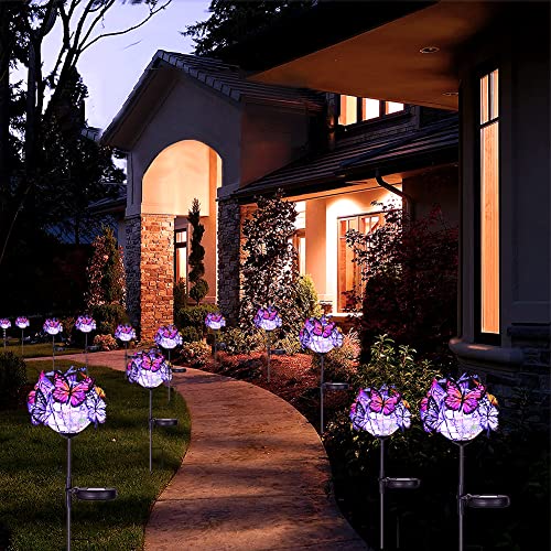 Weepong Outdoor Solar Lights 2 Pack, 18 Butterflies Solar Garden Lights
