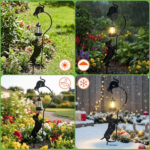 Solar Dachshund Lantern Garden Stake 26in Metal Dog Night Light Outdoor - color: Black Dachshund