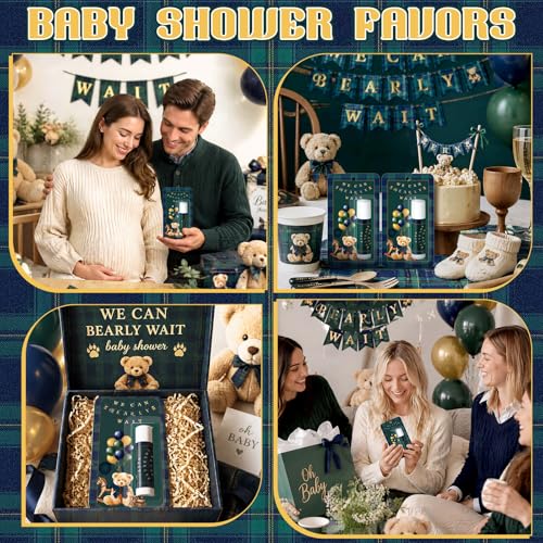 30 Pack Tartan Plaids Baby Shower Games Prizes We Can Bearly Wait Party Gifts Bulk Lip Balms Favors for Winners Adults Guests Bear Gender Reveal Favors Baby Shower Souvenirs Gift Bags Stuffers - style: Tartan Plaids Bear