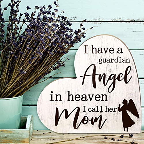 Sympathy Gift Memorial Wooden Heart Shaped Sign for Loss of Mother Bereavement Gift I Call Her Mom in Memory Loss of Loved Mom for Table Centerpieces Remembrance