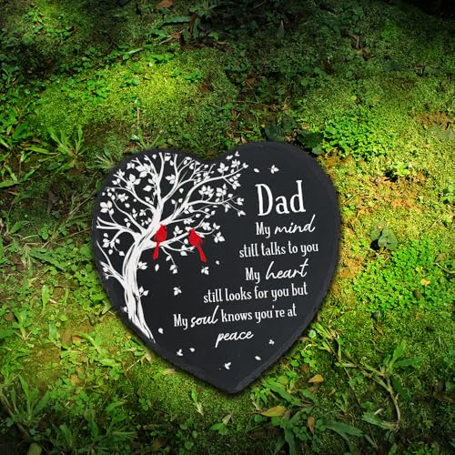 Dad Memorial Stone, Memorial Gifts for Loss of Dad Cardinal Memorial Garden Stone, Sympathy Gifts for Loss of Father in Memory of Dad in Heaven - My Mind Still Talks to You