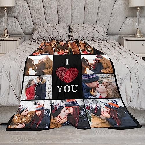 Artsadd I Love You Couples Custom Blanket with Photo Text - Personalized Picture Gifts for Boyfriend Girlfriend Wife Husband - Birthday Valentine Anniversary Wedding for Him Her Women Men -S - color: 1-dad-07