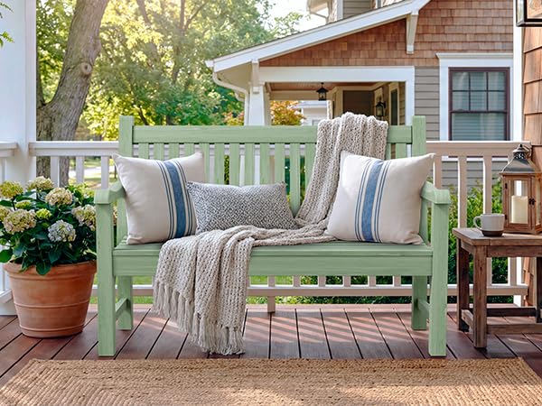 2-Person Outdoor Bench with 700 Lbs Weight Capacity, Green | Poly Lumber Weatherproof Garden Bench Seating for Porch, Balcony and Park, All-Weather Patio Bench Furniture - color: Green