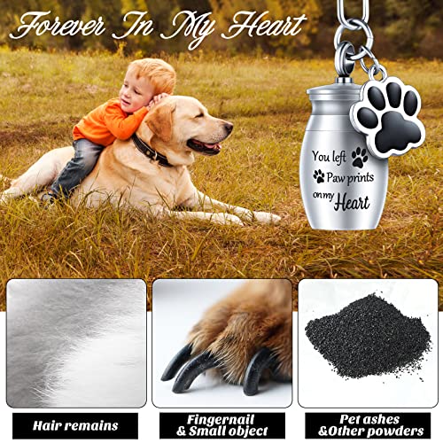 Tudomro 2 Pcs Pet Urn Keychain for Ashes Dog Cat Paw Print - color: Basic Style