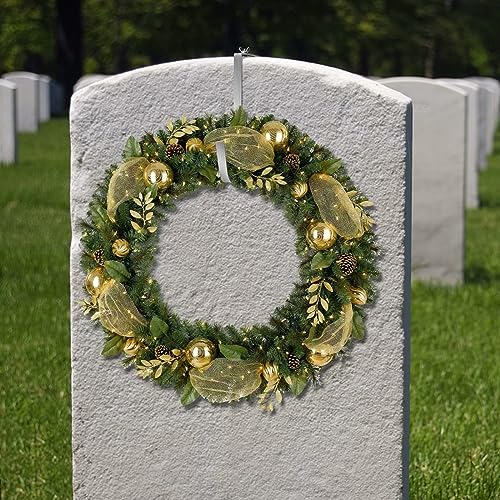 4 Pcs Christmas Headstone Wreath Hanger, Adjustable Headstone Wreath Holder - style: 4 Pcs