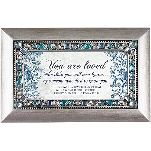Cottage Garden Loved By Someone Who Died for Us Brushed Silvertone Jewelry Music Box Plays How Great Thou Art