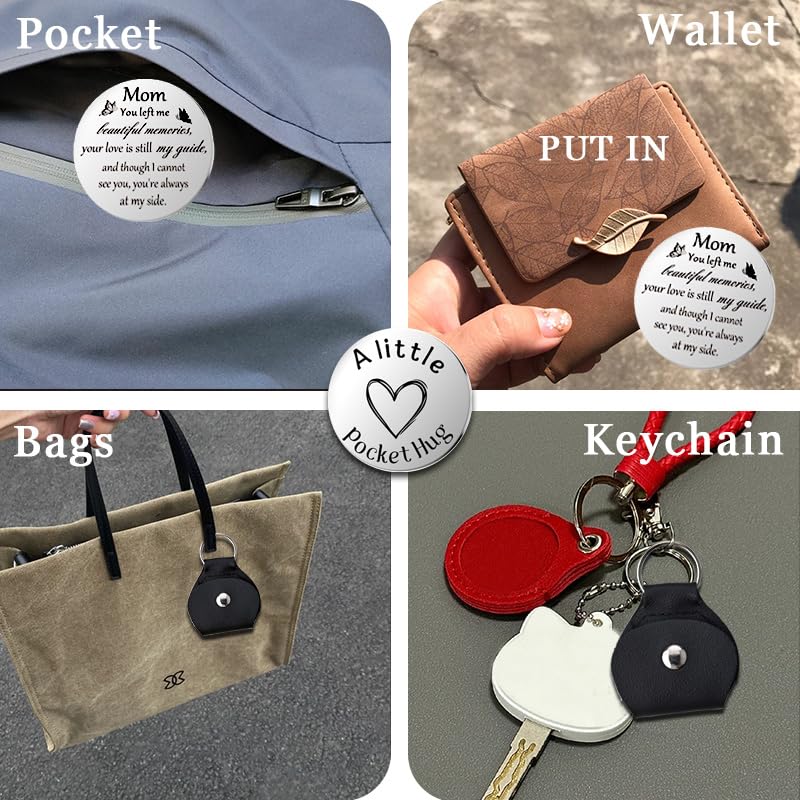 Pocket Hug Token for Women Mom Friend Birthday gifts for Her Him Long Distance Gifts for Men Dad Son Inspirational Keychain - color: Mom You Left Me