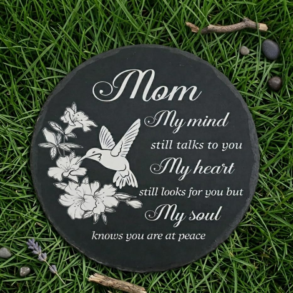 Memorial Slate Stone for Loss of Mom Sympathy Gifts in Memory of Mother Garden Stepping Stone - My Mind Still Talks to You