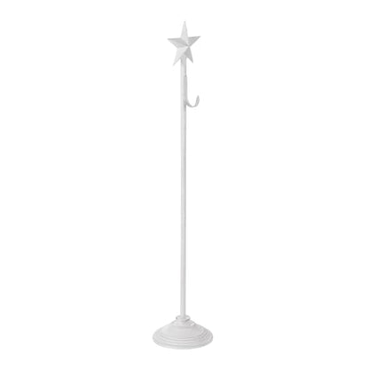 Retro Adjustable Cast Iron Wreath Holder Stands for Display | Free Standing Wreath Holder, Floor Wreath Hanger Stand for Christmas Fireplace Decor, White Star