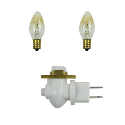 BOXCASA Night Lamp Base 360 Plug in Night Light Module Includes 2 Bulbs | Warm Yellow 360 Night Light Module DIY Stained Glass Metal Clip 2 Pin Plug White Making Your Own Decorative Night Lights - color: White