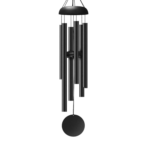 WindChimes Outdoors, 32 Inches Deep Tone Metal Wind Chimes for Outside | WindChimes with 6 Thickened Aluminum Tubes, Memorial Wind Chimes Best Gift for Mom Grandma Women, Black - color: Black, size: 32“