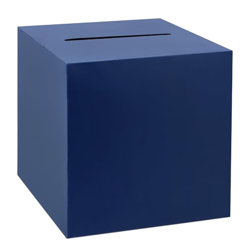 Adecortalk Navy Blue Card Box Money Box Holder for Wedding Party Reception Birthday Baby Shower Bridal Shower Raffle Ticket Anniversary Graduation Table Centerpiece Decorations, 9'' - color: Blue