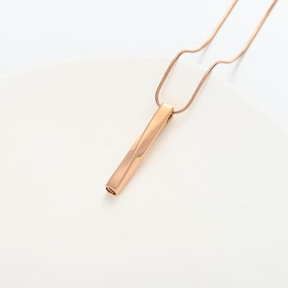 Urn Necklace for Ashes Twist Strip Cremation Jewelry Bar Ashes Necklace Memorial Keepsake Urn Pendant for Women Men Always In My Heart - color: Rose gold-Always