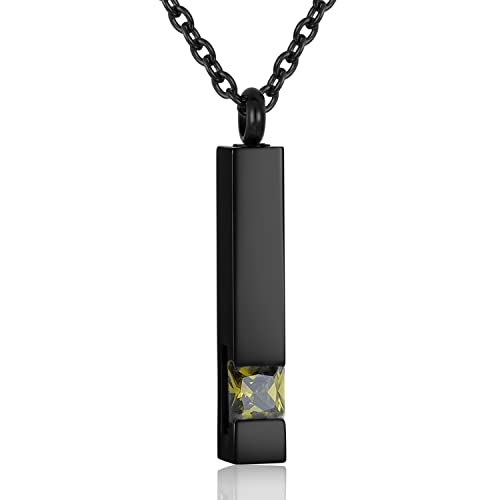 Square Crystal Bar Cremation Urn Necklace Holder for Ashes Stainless Steel Ashes Memorial Keepsake Cremation Jewelry Black Square Zircon Bar Memorial Pendant Necklace for Women Men - color: Olive Green