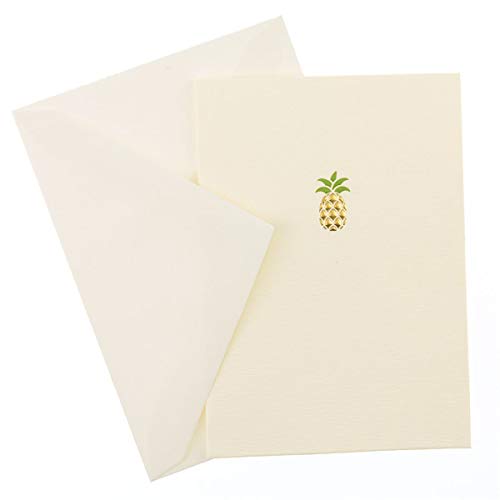 Graphique Pineapple La Petite Presse Boxed Notecards - 10 Embellished Gold Foil Pineapple Blank Cards with Matching Envelopes, 3.25" x 4.75" - color: Pineapple