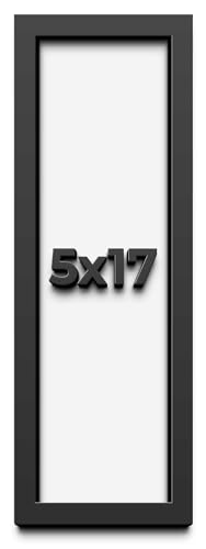 5x17 in Shadow Box Frame Black | 1 Inch Deep Solid Wood Shadowbox Display Frame | UV Resistant Acrylic Plexiglass, Acid Free Backing, and Hanging Hardware | Dugan Picture Frame Style - size: 5x17