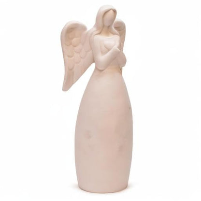 Mark Feldstein & Associates Pre-Lit LED Unglazed Porcelain Guardian Angel Tabletop Figurine, 8 Inch