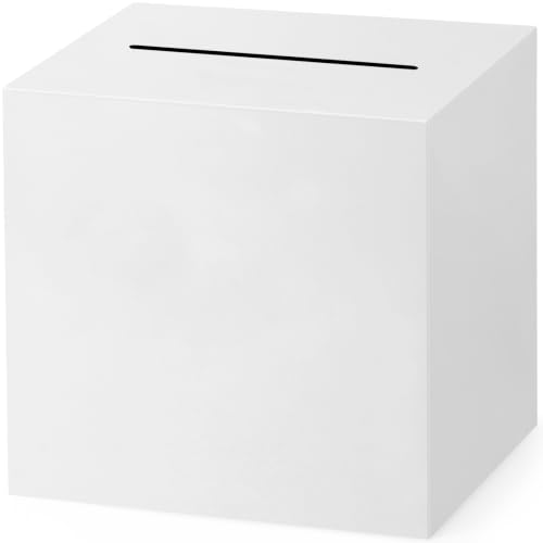 White Card Box with Slot 7.9" Wedding Favors Card Box Receiving Money Envelope Holder for Reception, Wedding, Baby Showers, Anniversary, Retirement, Birthday Party, Graduation Decorations - color: White